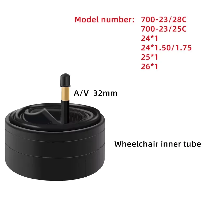 24×1 /25×1 /26×1 Butyl Rubber Inner Tube, Replacement Spare Tube for Wheelchair & Bicycle