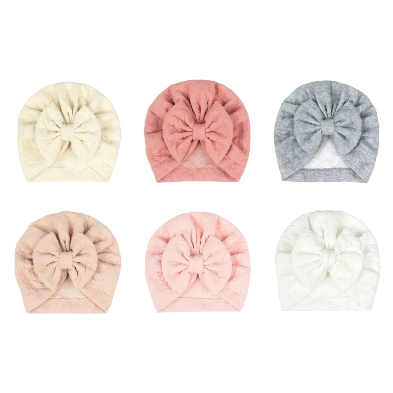 

Newborns Little Girl Knitted Turban Hat with Bowknot Soft Warm Headwear Soft Hat