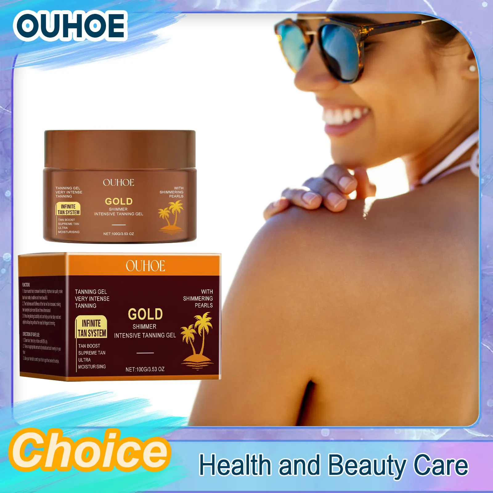 

Tanning Accelerator Cream Bronzer Outdoor Seaside Long Lasting Repair Hydrating Moisturizing Gold Shimmer Intensive Tanning Gel