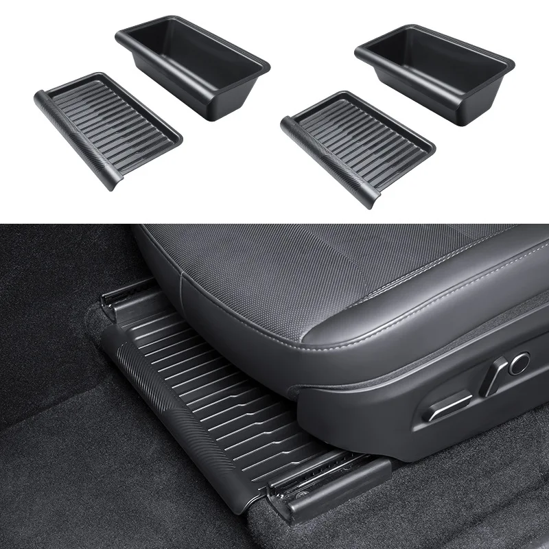 

For Tesla Model Y Juniper Front Seat Under Storage Box Rear Seat Organizer Bin Interior Storage Trash Can Interior Accessories