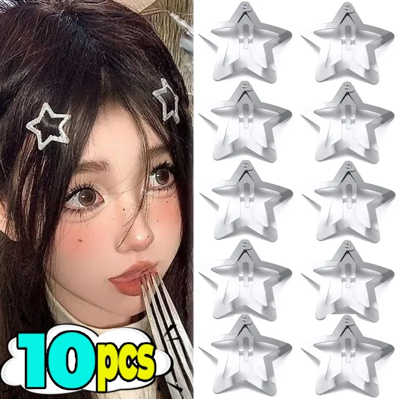 

2/10pcs Girls Clips Star Hairpins Sweet Cool Starry Snap Barrettes Harajuku College Style Hair Accessories Hairstyle Tools Gifts