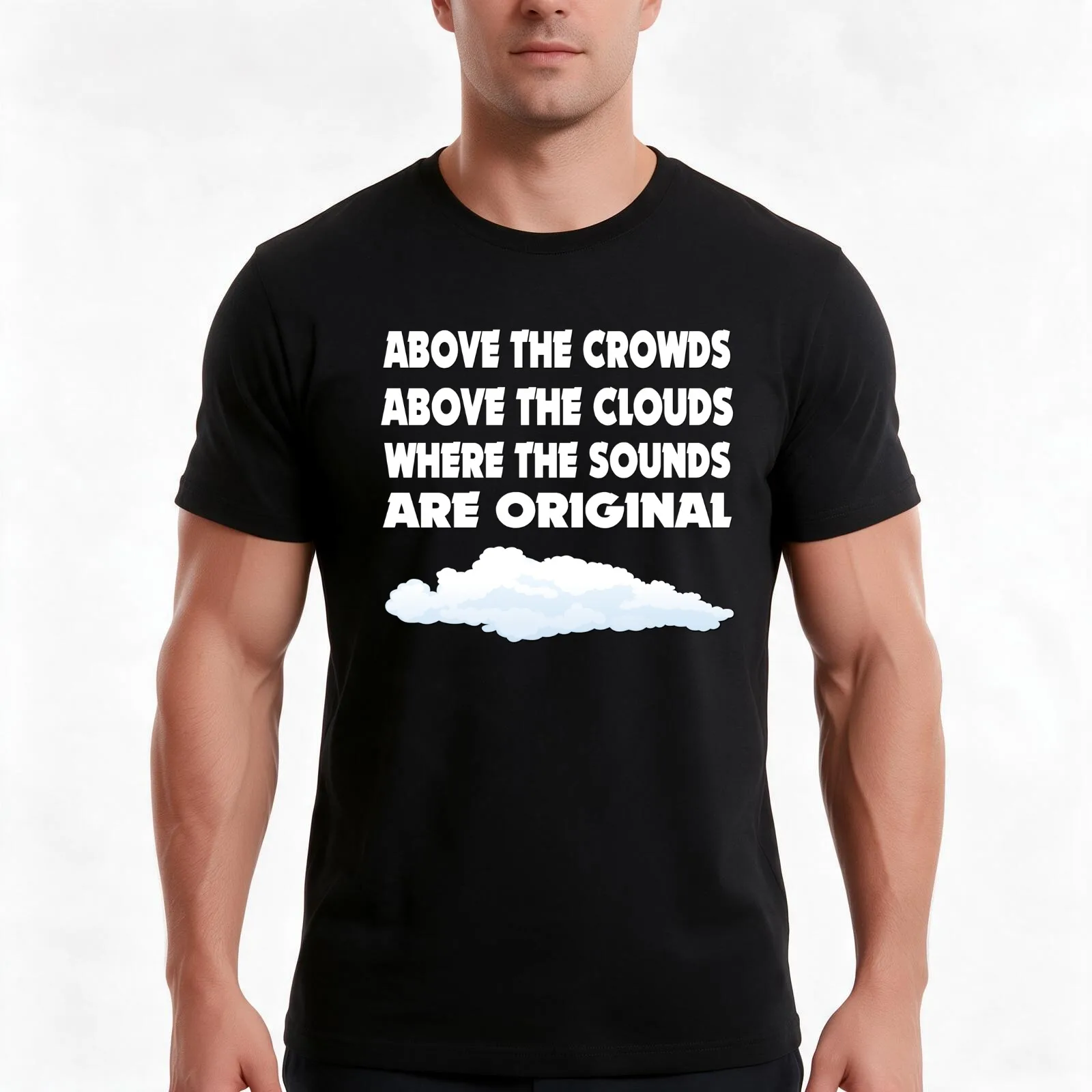 Above the Clouds - Gang Starr Lyrics (Large) T-Shirt, Summer Casual Cotton Tee, Oversized Streetwear Tops, Vintage Graphic Print