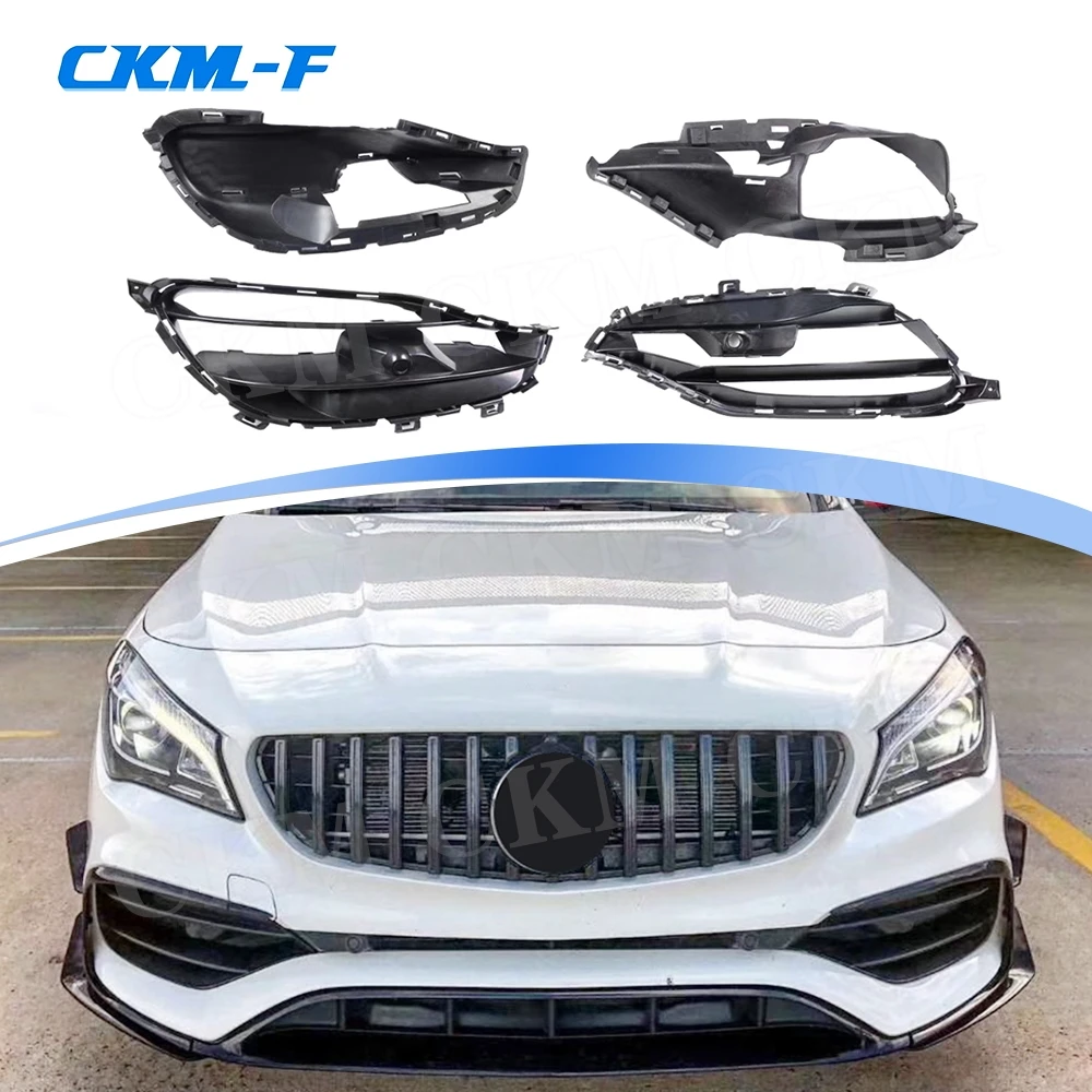 Front Fog Light Air Vent Trim Cover Grills For Mercedes Benz CLA Class W117 CLA200 CLA220 CLA250 AMG 2016 2017 2018 ABS Black