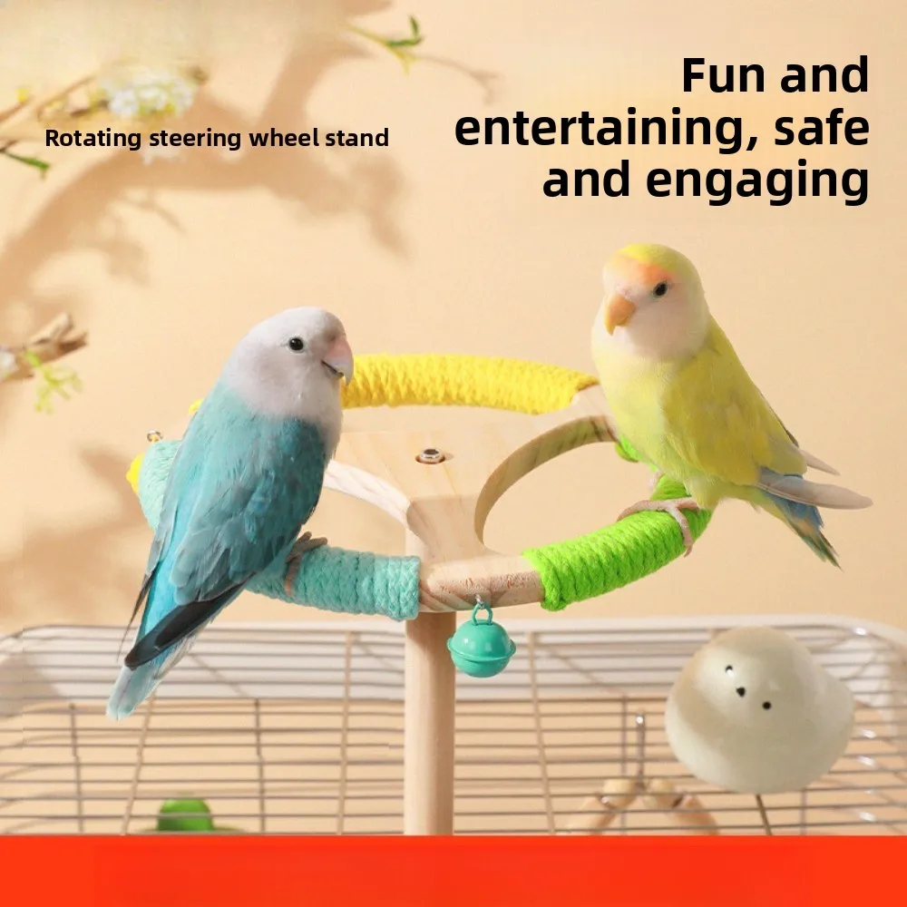 Parrot stand, rotating disc to relieve boredom, tiger , peony, black phoenix, grinding teeth and biting, decorative toys in