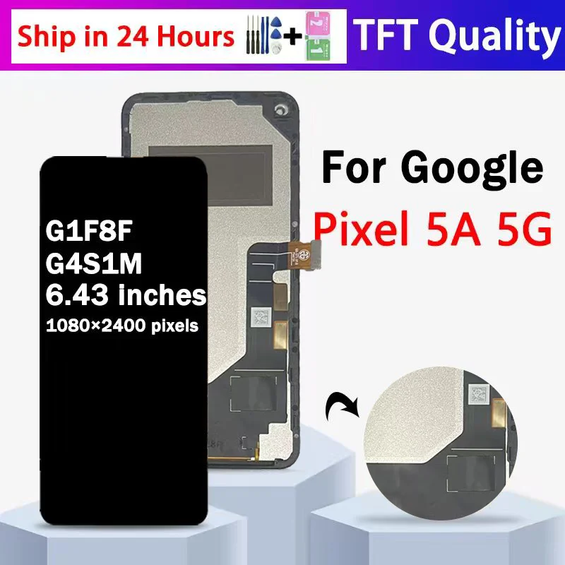 TFT para Google Pixel 5A 5G LCD para Google Pixel 5a 5G G1F8F G4S1M pantalla LCD con marco montaje de digitalizador con pantalla táctil
