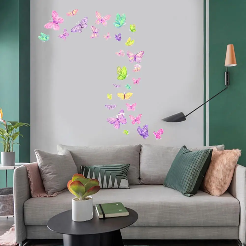 Romantic Butterflies Sticker Kids Bedroom Butterflies Sticker Vibrant Butterfly Wall Stickers Waterproof Pvc Decals for Girls'