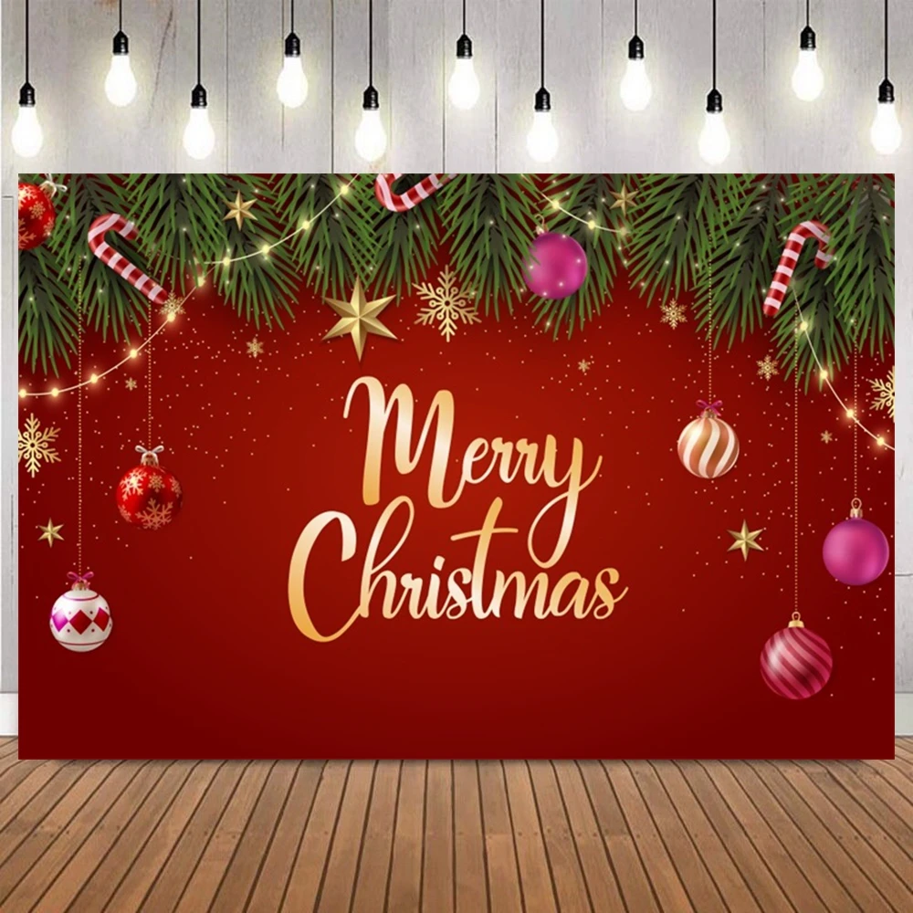 Red Merry Christmas Photography Background Xmas Tree Gifts Snowflake Snowman Winter Baby Family Party Decor Photo Backdrops Prop