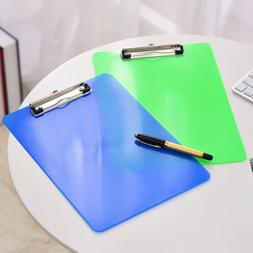 

4Pcs A4 Clipboard Plastic Writing Pad Solid Lightweight Clip Board for School Office Teacher Student Use Clipboard