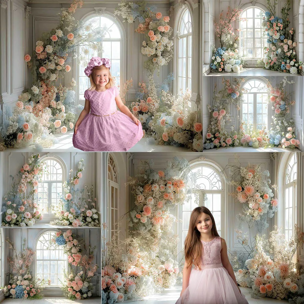 

Wedding Theme Photography Background Indoor Arch Wall Room Flowers Maternity Portrait Photo Backdrop Photocall Props