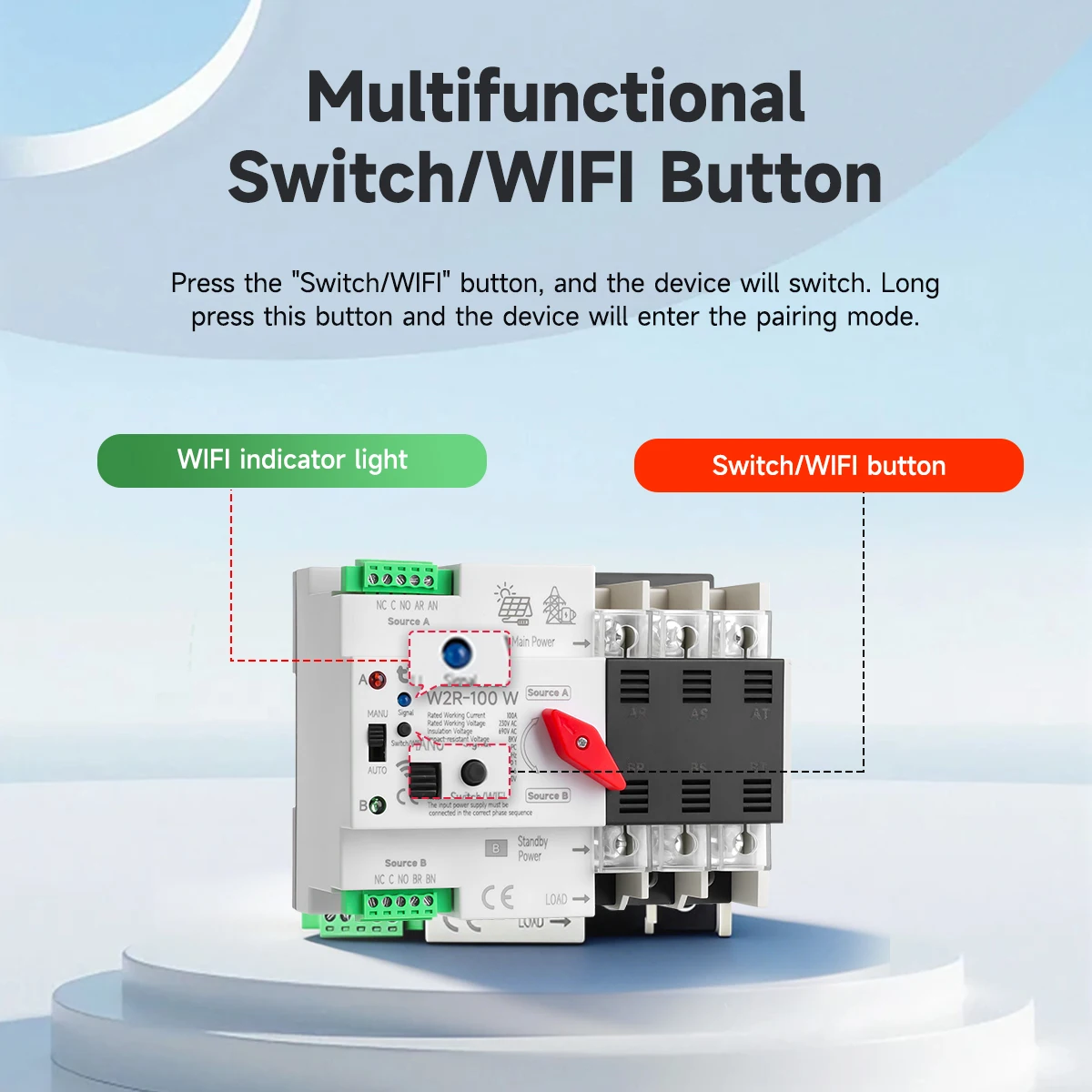 GEYA WIFI Smart ATS 2P 4P 230VAC Dual Power Automatic Transfer Switch Uninterrupted Remote Automatic Control Power Switcher Tuya