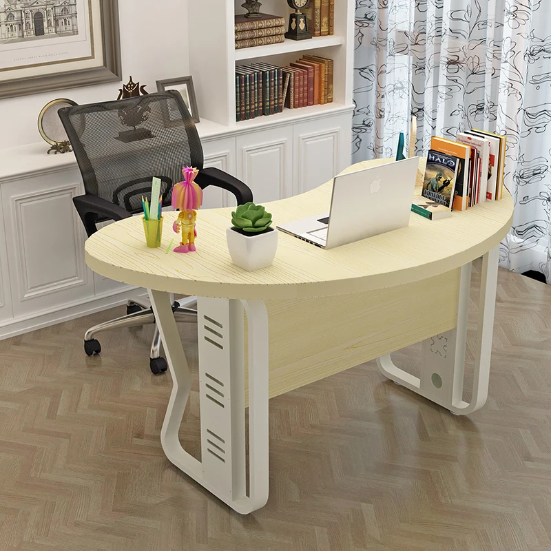 Home Computer Office Supervisor Beauty Crescent Shaped Shop Owner Desk, Single Person