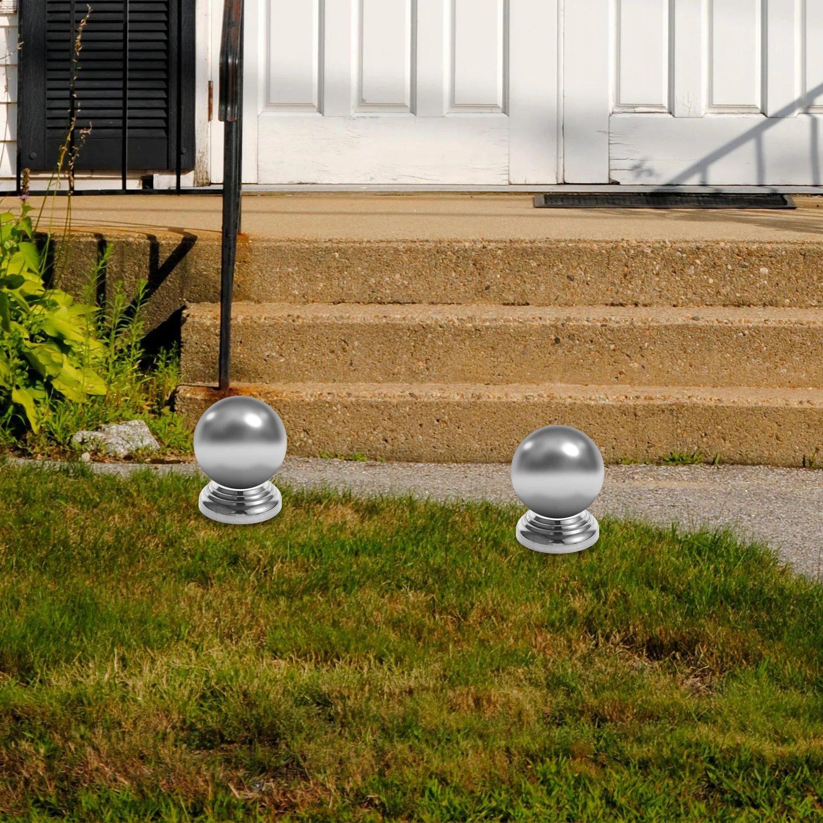 

2 Pcs Ball Holder Stainless Steel Globe Stand Decorative Base 63mm 133mm Thick Garden Flag Display Outdoor Balcony Yard Roof