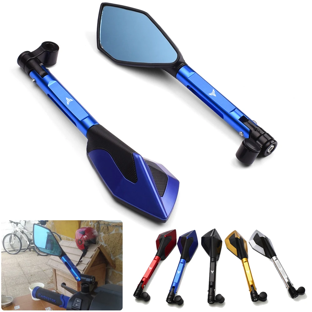 For Yamaha MT01 MT25 MT03 MT07 MT09 MT10 MT125 MT-125  Motorcycle Aluminum Rearview Mirrors Blue Anti-glare Mirror Accessories