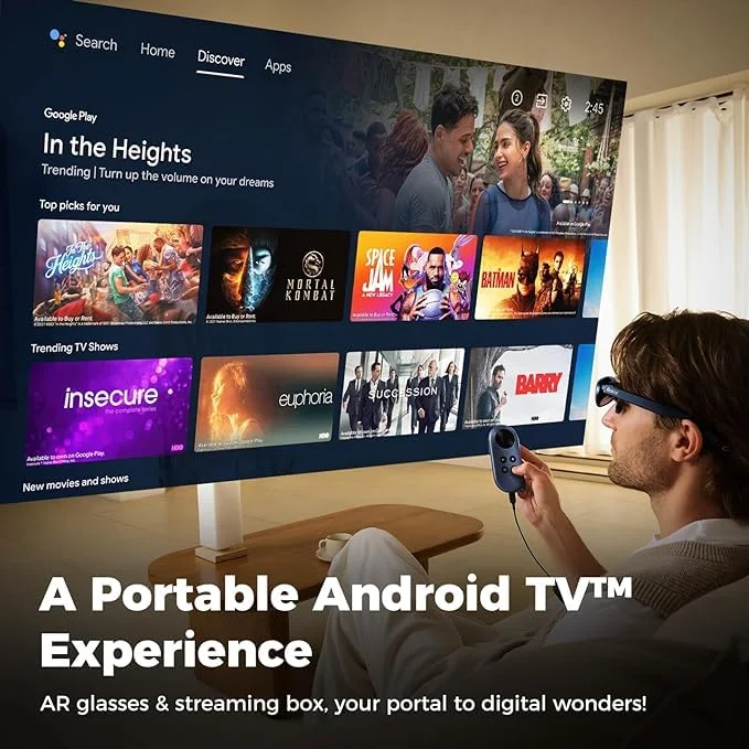 Óculos Rokid AR Joy Pack AR, óculos inteligentes Max com estação, display micro-OLED de 360", Google Play, streaming de mídia