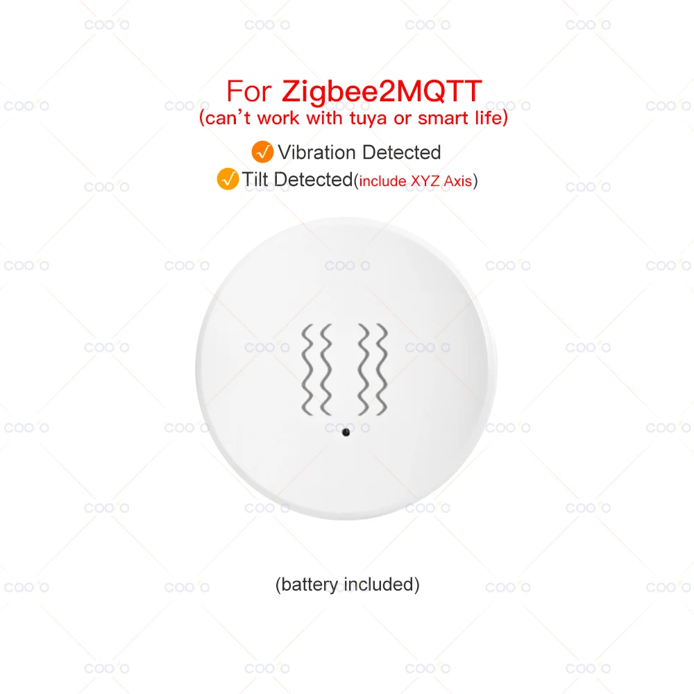 ZigBee 3.0 Vibrationssensor Echtzeit-Tür- und Fenster-Neigungsalarm Home Security Protection funktioniert mit Home Assistant Zigbee2MQTT