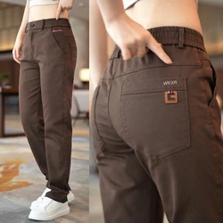 Spring New Elastic Waist Men's Comfortable Tight Casual Pants Stretch Soft Fashionable Straight Casual Slim Trousers Male