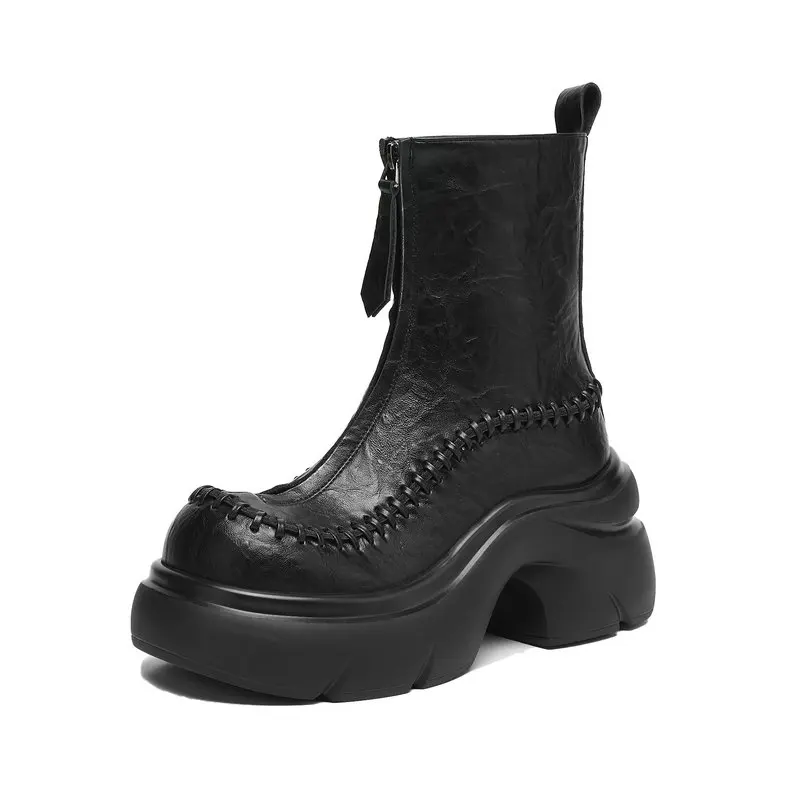 

New Fashion Women Boots Autumn Winter Genuine Leather Platform Shoes Sexy Motorcycle Boots