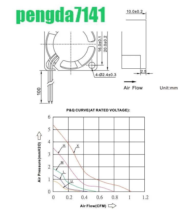 Mini Ventilador de Refrigeração Ultrathin Laptop, 2 Fios, 5V, 12V, 2cm, 20mm, 20x20x10mm, 2010