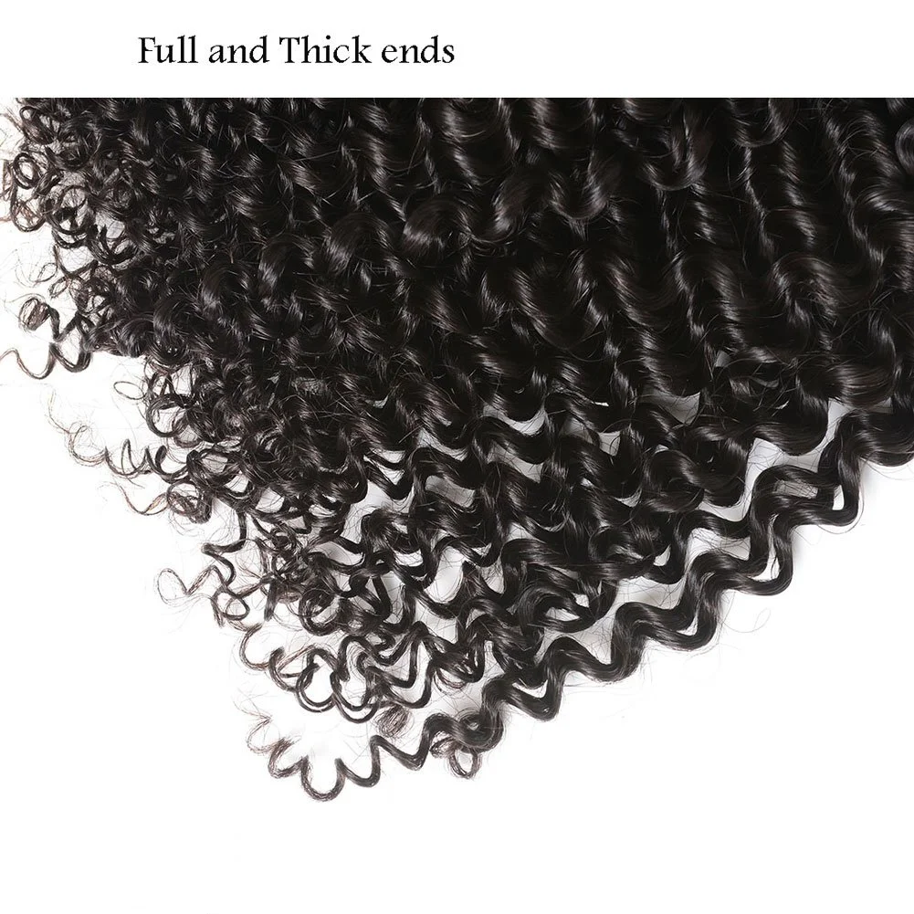 Short Kinky Curly Human Hair Bundles With Closure 100% Unprocessed Hair Weft Extensions Tissage Humain Hair Natural Remy Hair