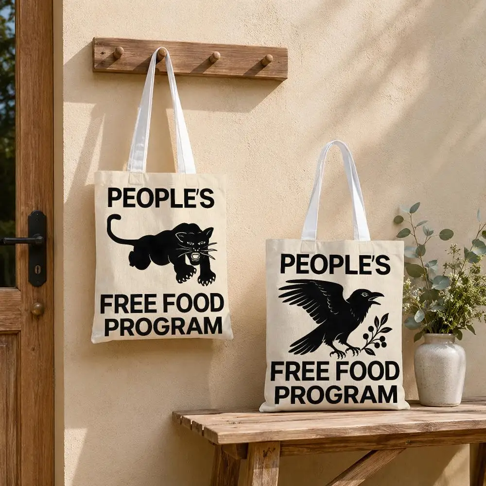 FUNNY ANIMAL FREE FOOD PROGRAM Storage Bags Tote Bag Reusable Shoulder Shopping Foldable For School Work Travel Daily Use