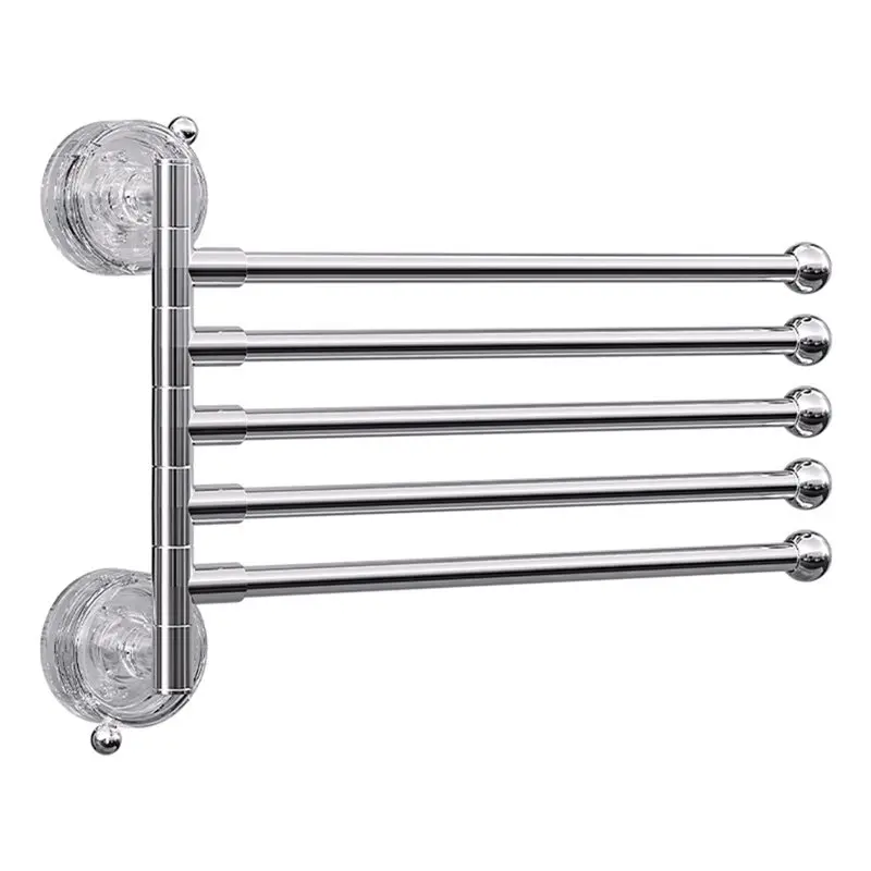 

ABBO-Suction Cup Wall Mounted Towel Rack Multi-Pole Storage For Bathroom Space Saving Rack With Hook