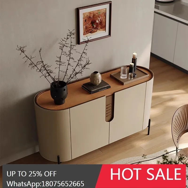 MJY حافة طعام جلدية ذات سرج إيطالي، خزانة تخزين ذات سعة كبيرة، شقة صغيرة حديثة وبسيطة #4