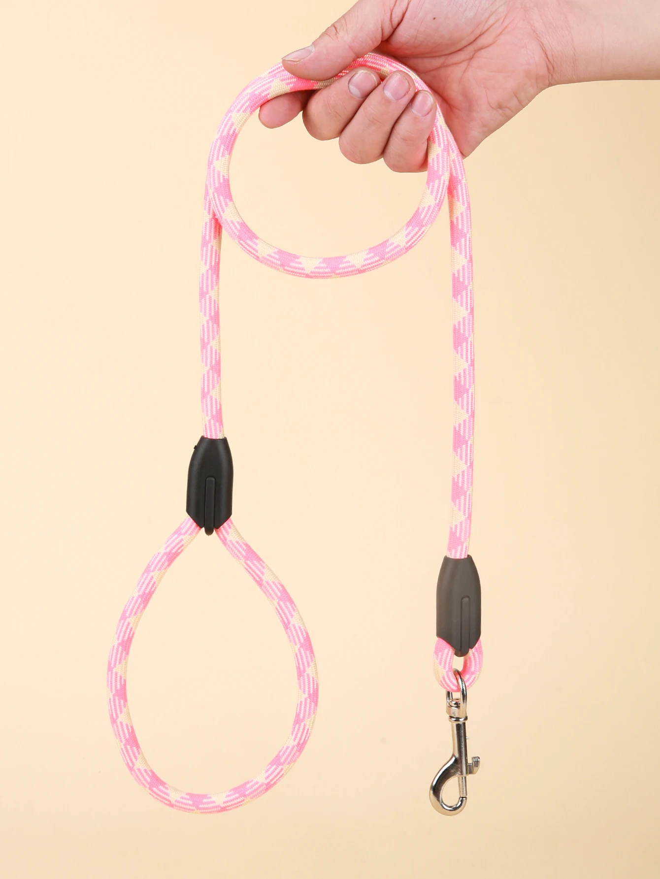 1pc Pink Round Rope Pet Dog And Cat Leash Leash Harness