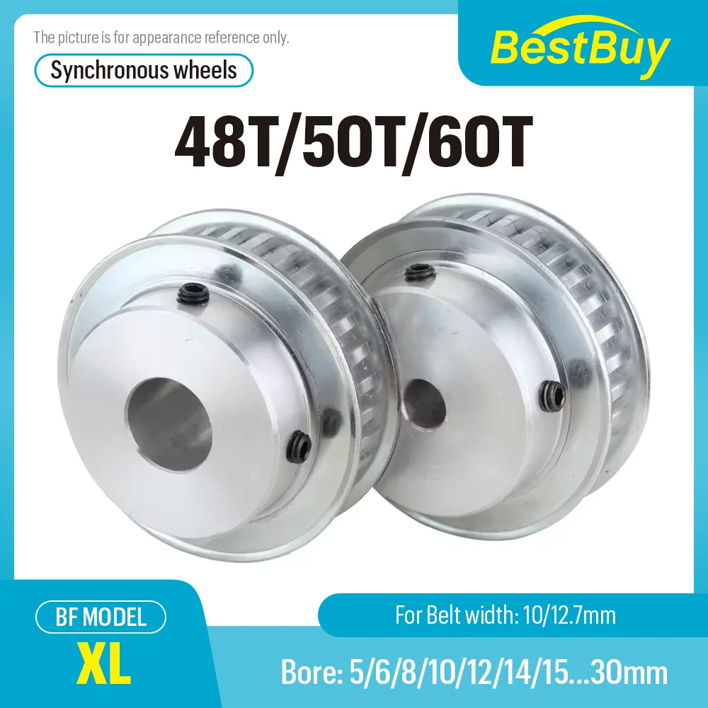 

XL Timing Pulley BF Type 48T/50T/60 Teeth Synchronous Timing Pulley Bore 5/6/8/10/12-30 for Width 10/12.7mm Belt