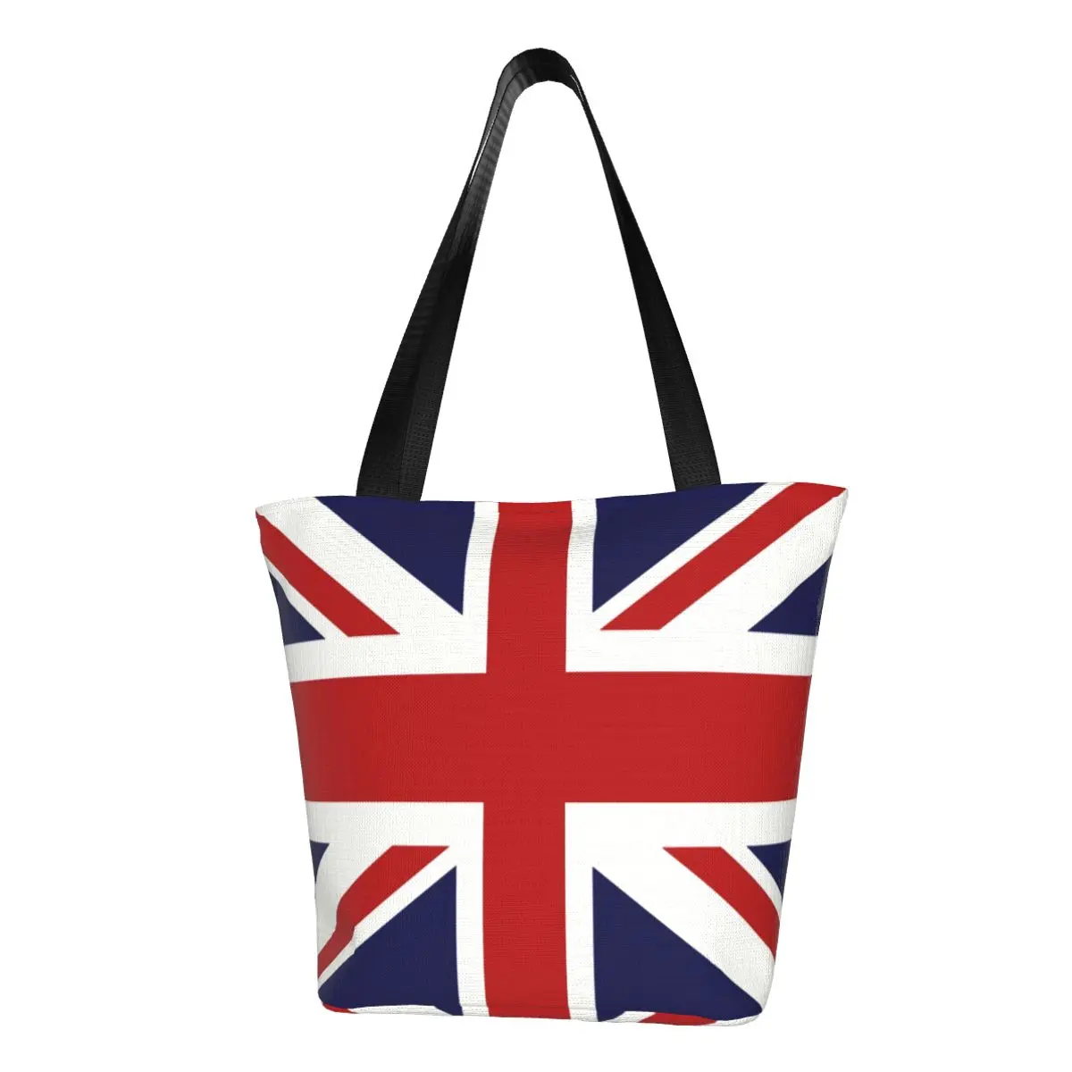 Custom Funny Union Jack Flag Of The UK Shopping Tote Bags Reusable Canvas Groceries Shoulder Shopper Bag