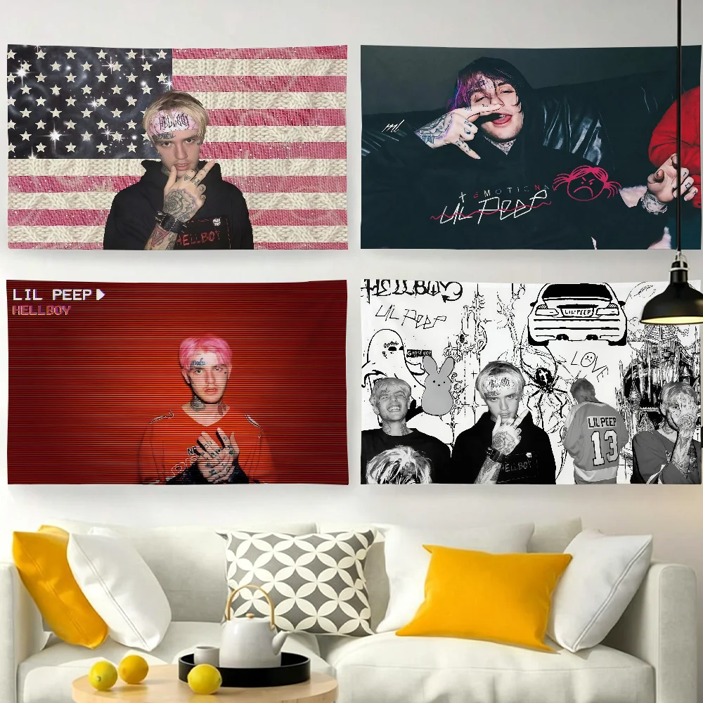 Rapper L-Lil Peep flag For Garden Party Living Room Home Wall Decor Banner Bedroom Outdoor Tapestry