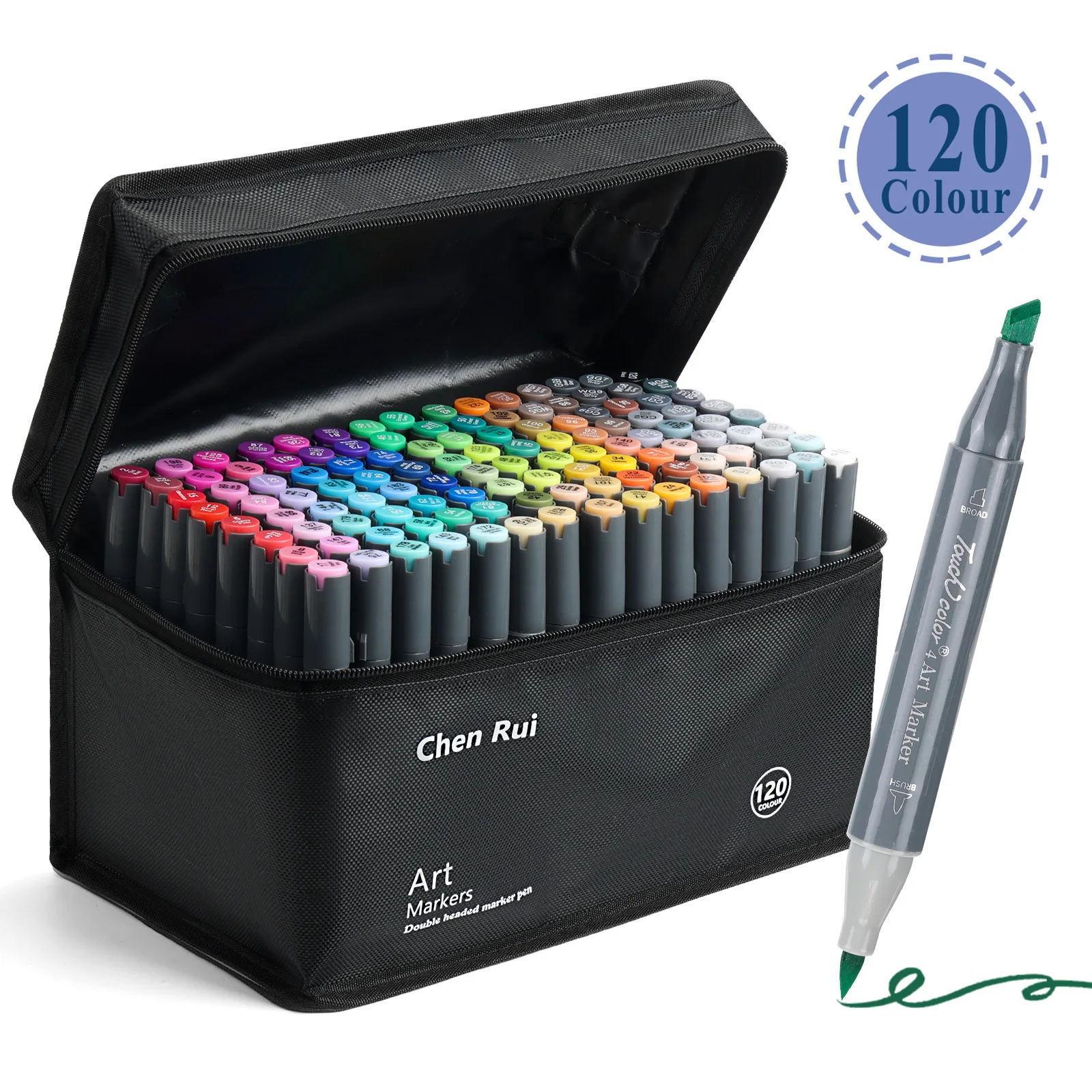 

80/120 Colors Dual Tip Brush & Chisel Art Markers Professional Permanent Marker Pens with Base for Coloring Paint Back To School
