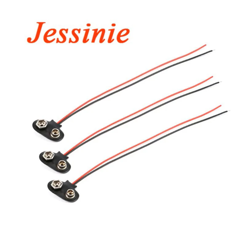 10pcs DC 9V Battery Button Power Cable Battery Buckle Snaps Power Clasp Cable Wire Connector 15cm 150mm