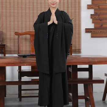 Buddhist Monk Robes Linen Robe Monks Gown Costume Ropa China Tradicional Mujer Zen Kung Fu Robes Meditation Odzież Unisex