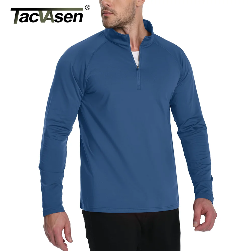 تاكاسين-تيشيرتات مبطنة صوفية حرارية للرجال ، قمصان طويلة الأكمام ، خارجية وجري ، بلوفر رياضي ، مشي لمسافات طويلة وسحاب