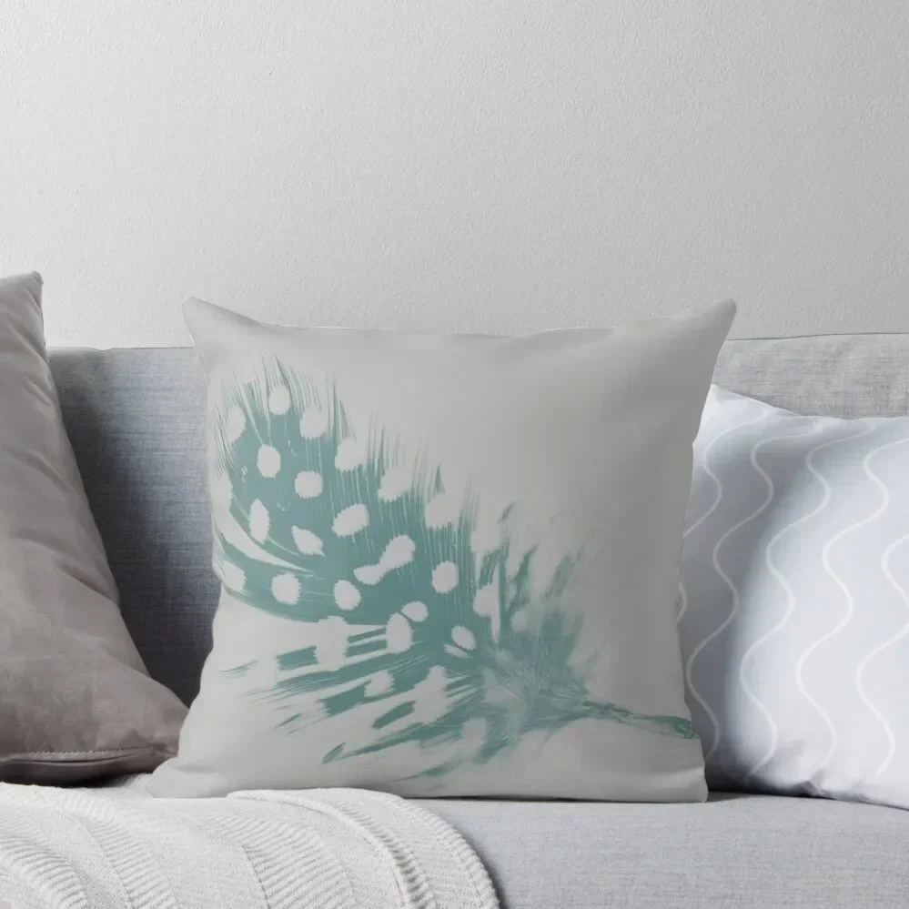 

Singular feather in Duck Egg Blue Throw Pillow autumn pillowcase Pillowcases Cushions pillow