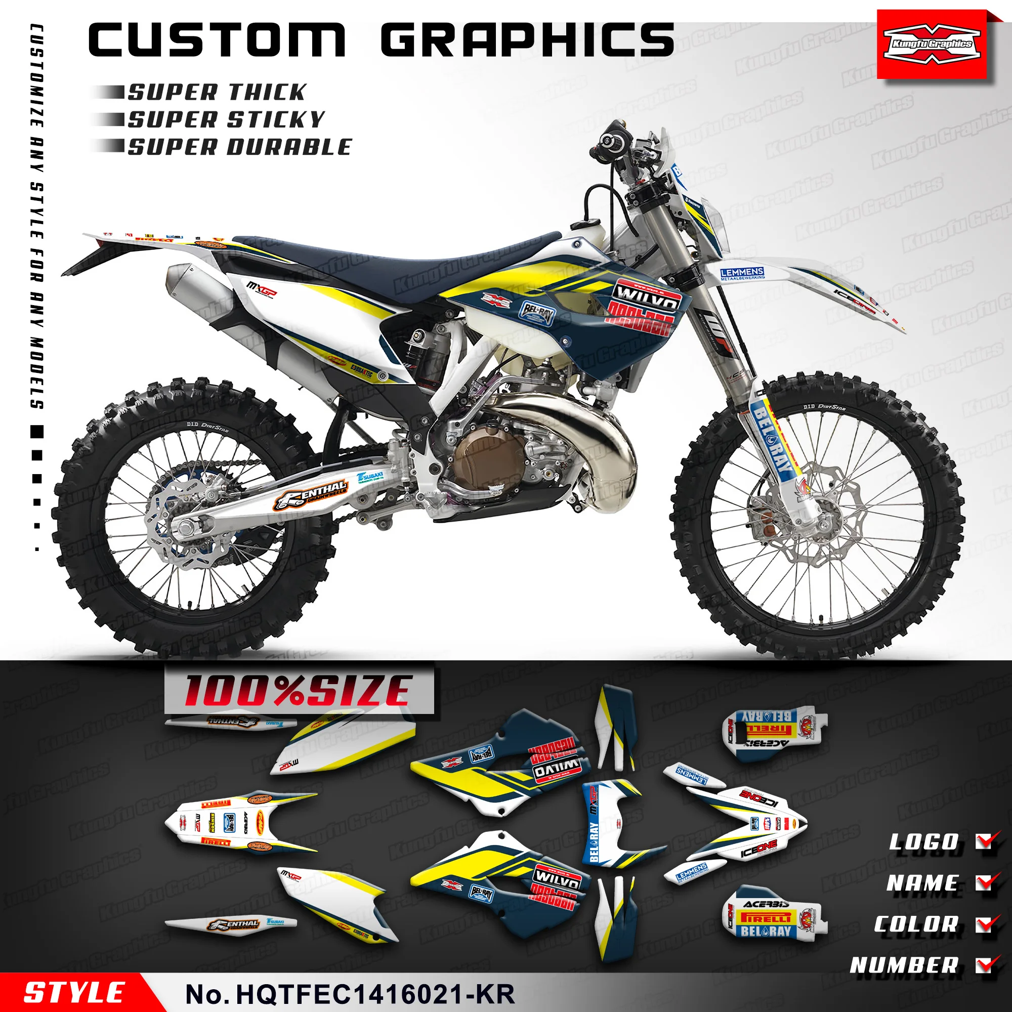 

KUNGFU GRAPHICS MX Vinyl Sticker Decal for Husqvarna TE125 TE250 TE300 FE350 FE450 FE501 / TC FC 125 250 350 450 2014 2015 2016