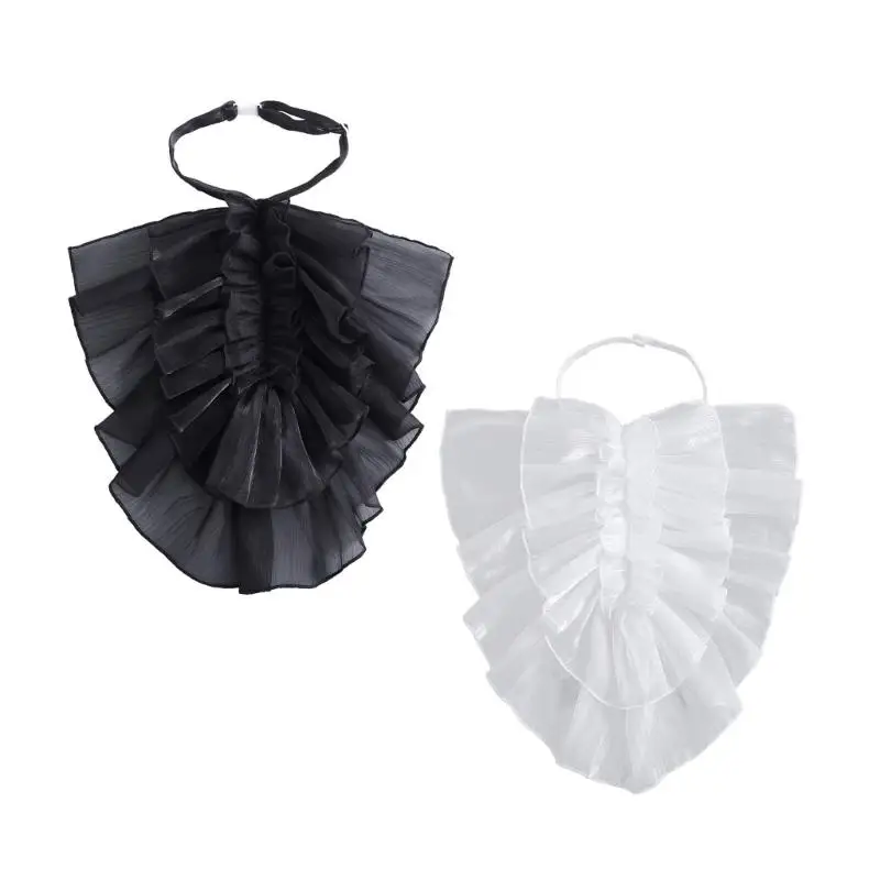 

39BD 2PCS Colonial Detachable Collar Elegant Ruffled Drape Design Women Faux Collar