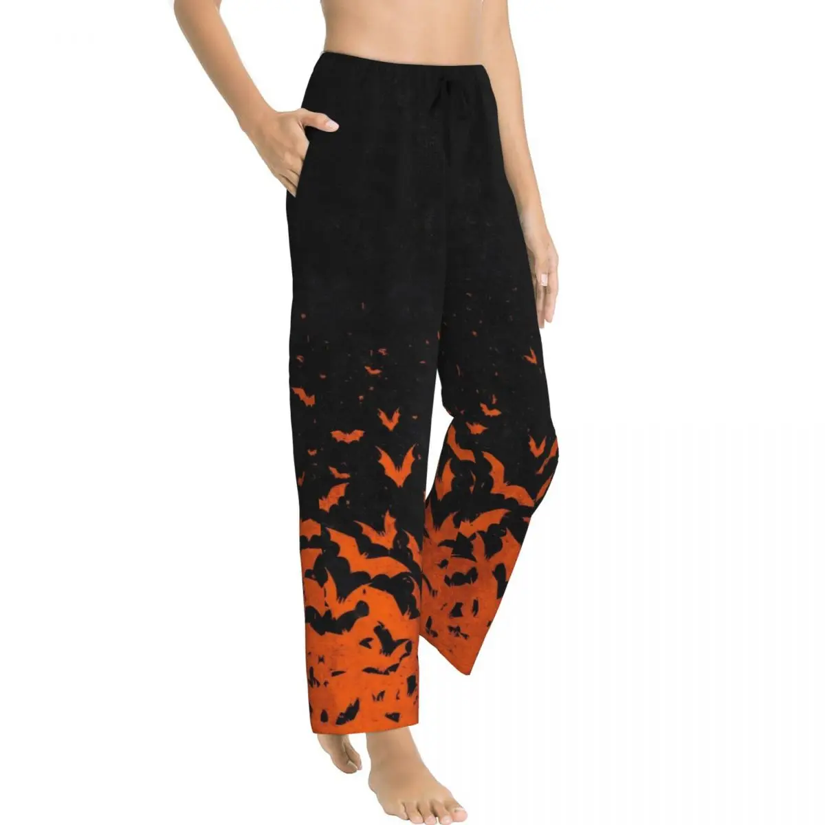 Halloween Bats Ladies Loungewear pants Loose Fit Pumpkin Skull Pyjama Pants Dorm Pajama Bottoms