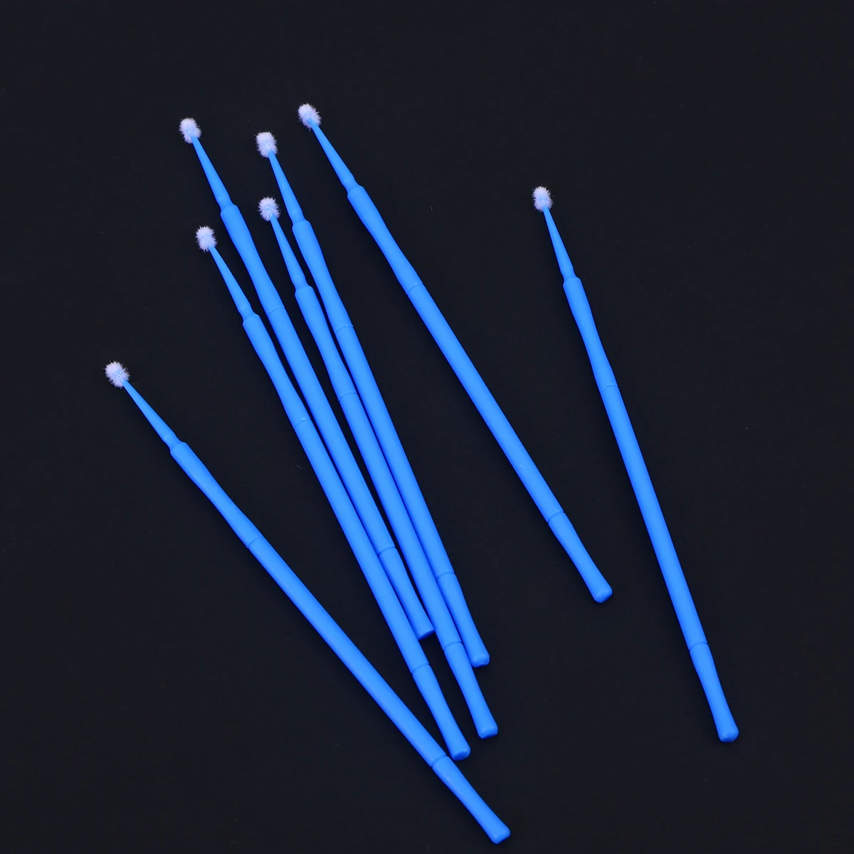 

100pcs Disposable Micro Brushes Non linting Nylon Fibers Plastic Wands Eyelash Extension Cotton Swabs Blue Makeup Tools Salon