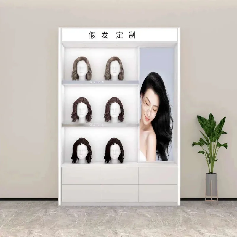 custom.Hair Extension Display Stand Cabinet Wig Display Rack Holder Hair Salon Shelf Wig Shop Display Furniture view 2