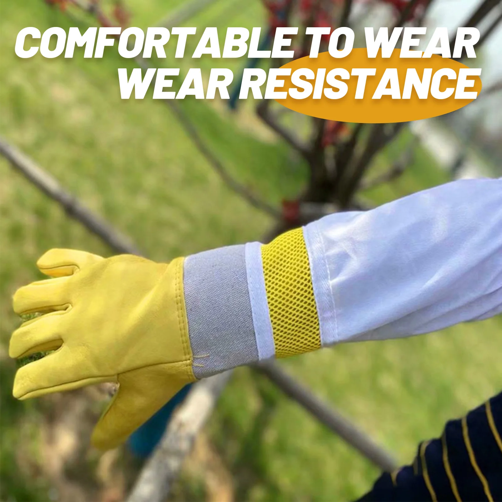 

1Pair Beekeeping Gloves Protective Sleeves Long Sleeve Design Wear Resistant Proof Gloves Safety Professional
