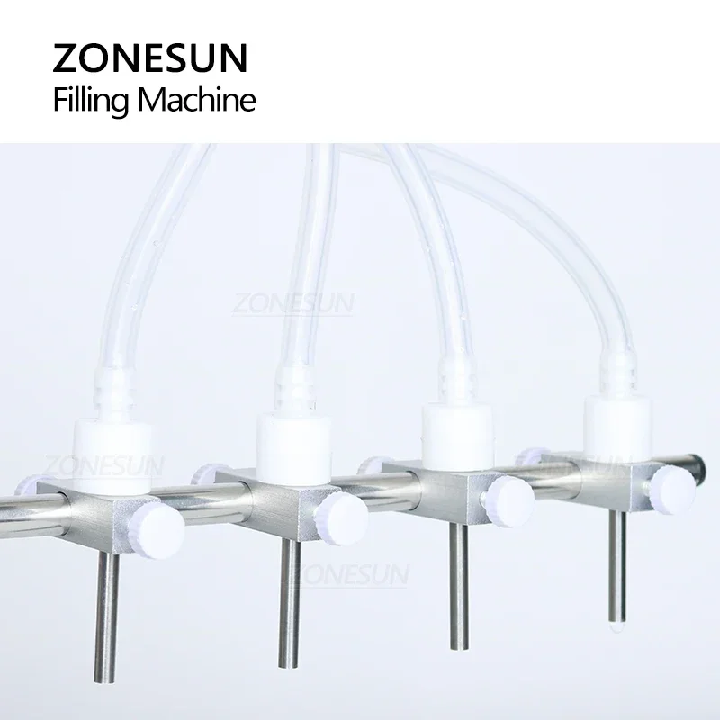 ZONESUN ZS-YTPP4T شبه أوتوماتيكية أربعة فوهات السائل الحليب قطرة العين حل الفم زجاجة آلة تعبئة المضخة التمعجية