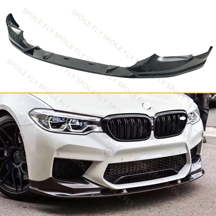 

3X 2018 To 2020 For BMW F90 M5 M5C Car Front Bumper Lip Spoiler Splitter Diffuser Guard Trim Body Kit By Gloss Black Carbon Look