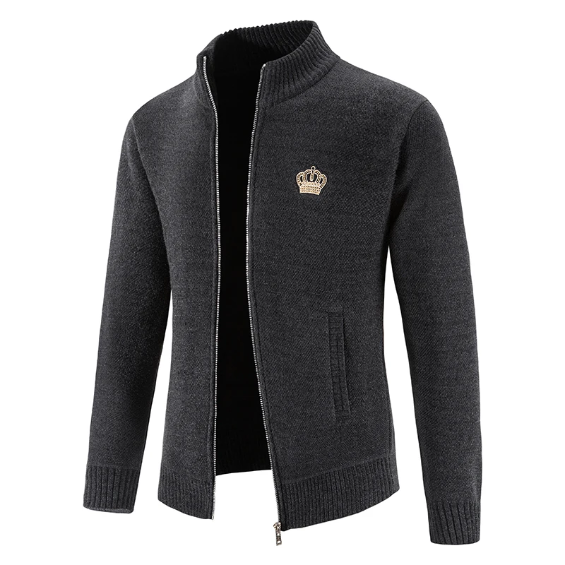 Áo Len Nam Áo Khoác Thời Trang Mới Khoác Nam Cardigan Áo Len Áo Khoác Mỏng Cổ Đứng Dày Ấm Áo Khoác Cardigan