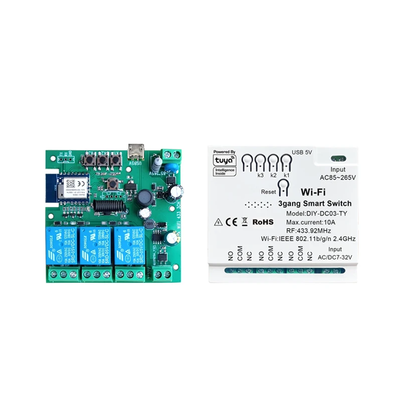 자동 차고 문짝 롤러 셔터, 투야 스마트 스위치 모듈, 구글 및 알렉사와 작동, 12V, 24V