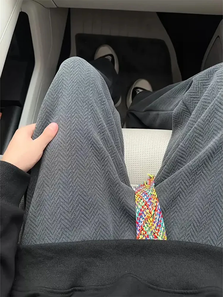 

Мужские спортивные повседневные брюки с завязками, осенняя новинка, корейский стиль, прямые длинные брюки с узором «пшеничный колос», модные