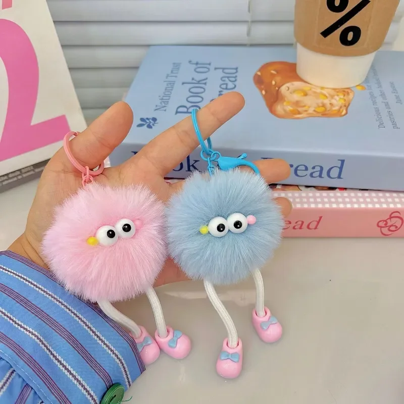 Keychain Pendant Imitation Rabbit Fur Long Legs Doll Style Plush Material Cute Design for Women and Girls Car Bag Decoration
