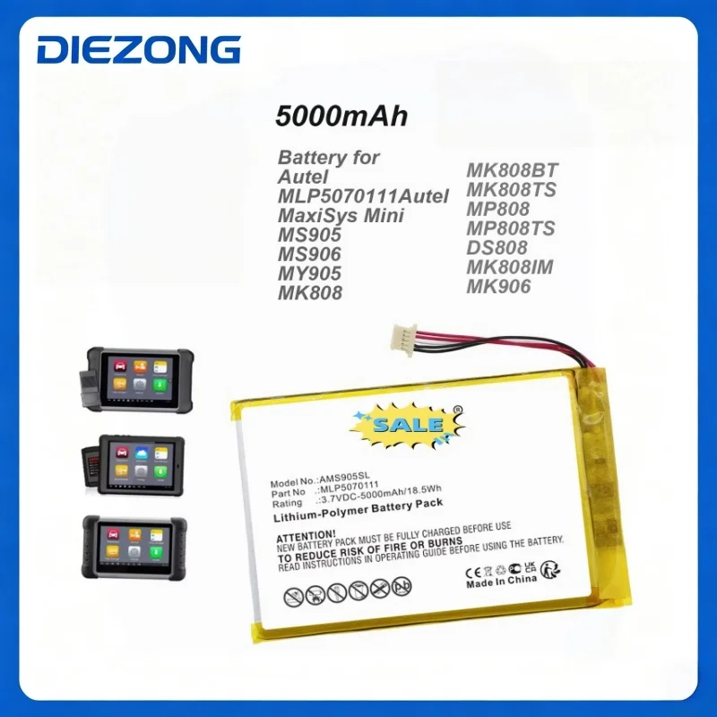 5000mAh Battery for Autel MaxiSys Mini,MS905,MS906,MY905,MK808,MK808BT,MK808TS,MP808,MP808TS,DS808,MK808IM,MK906,MS906CV