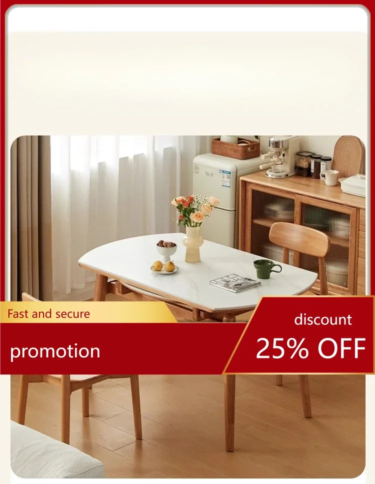 

CZ solid wood folding dining table 1.3 meters home restaurant dining round table log rock slab dining table