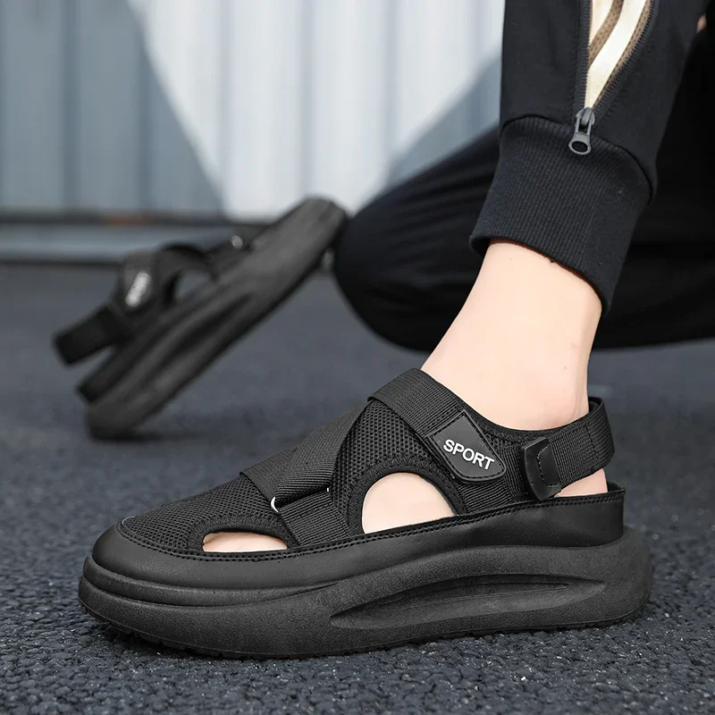 

Fashion Summer Men Sandals 2024 New Baotou Back Climb Breathable Men's Shoes Solid Color Simple Versatile Sandals Sneakers Men